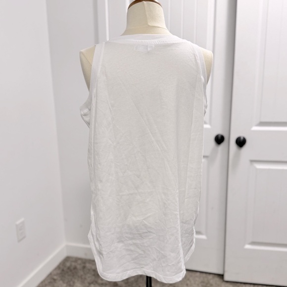 Women's LAT Apparel Tank Top Size L White w/front and back tapered hem - Picture 3 of 4